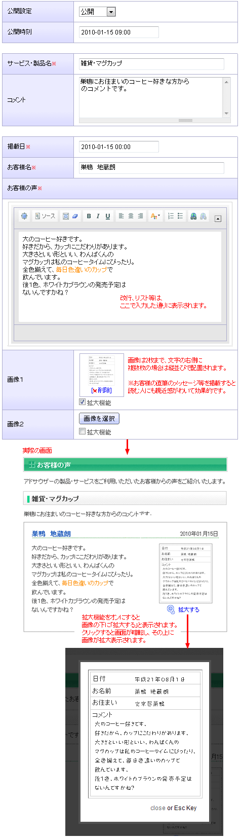 詳細内容を入力する
